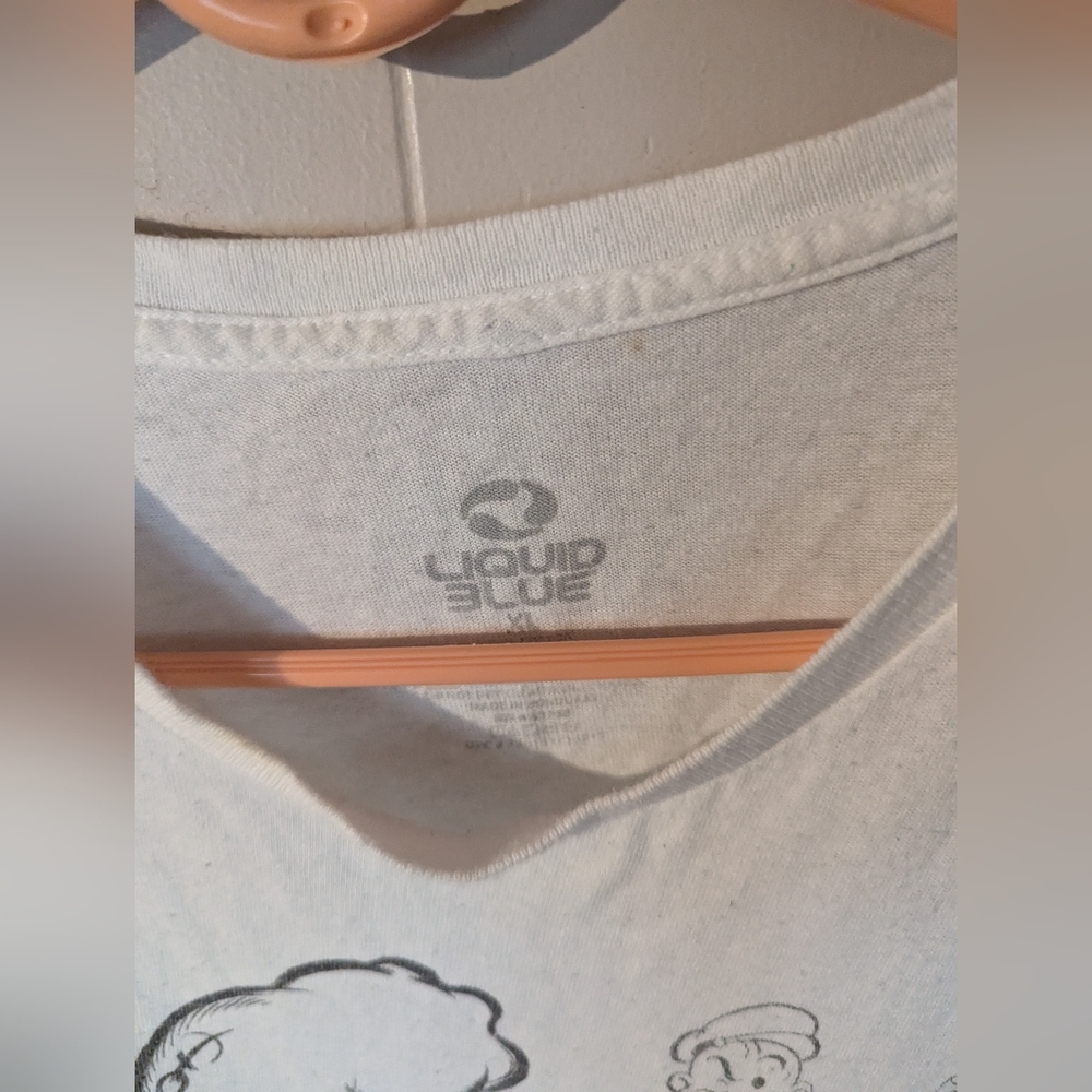 Popeye Liquid Blue T Shirt White Mens X-Large All Over Print Drawing - Picture 4 of 6